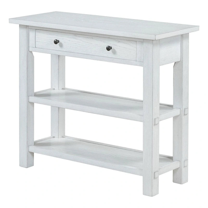 Table console 36 po en bois massif style rustique avec tiroirs et 2 étagères
