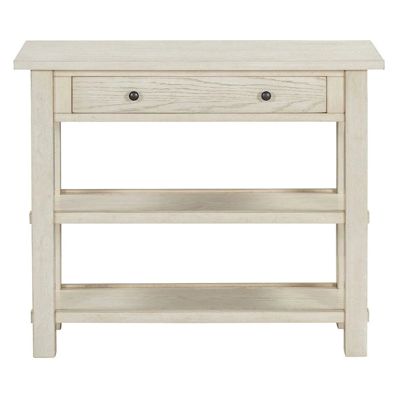 Table console 36 po en bois massif style rustique avec tiroirs et 2 étagères