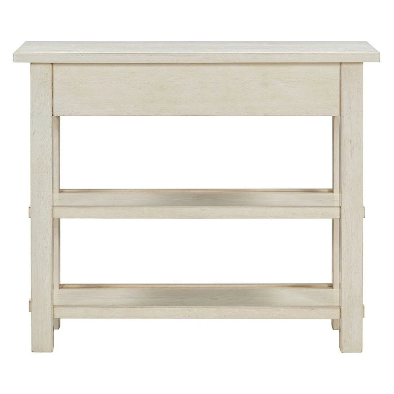 Table console 36 po en bois massif style rustique avec tiroirs et 2 étagères