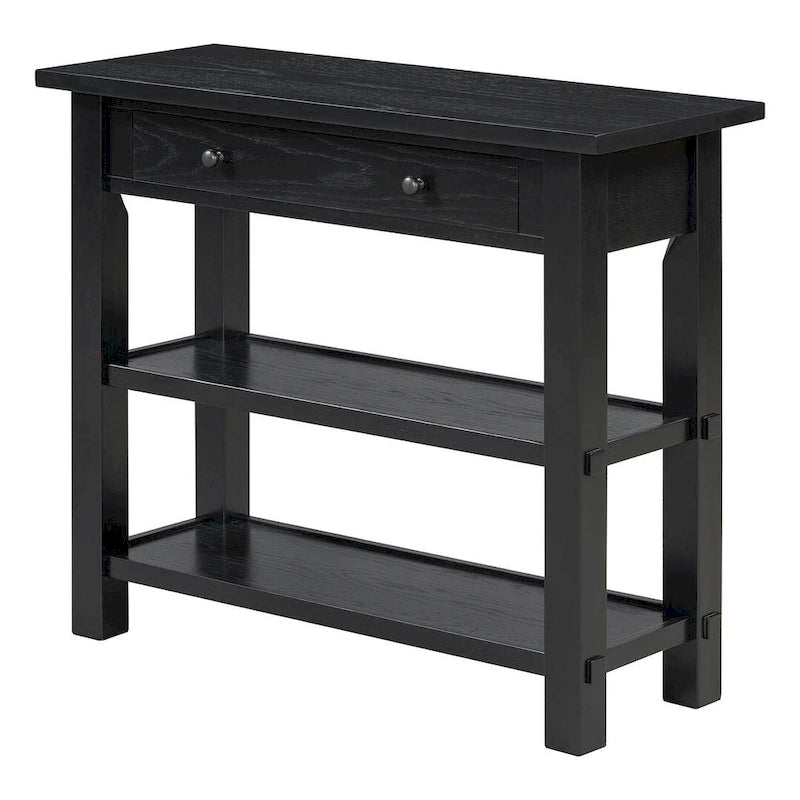 Table console 36 po en bois massif style rustique avec tiroirs et 2 étagères