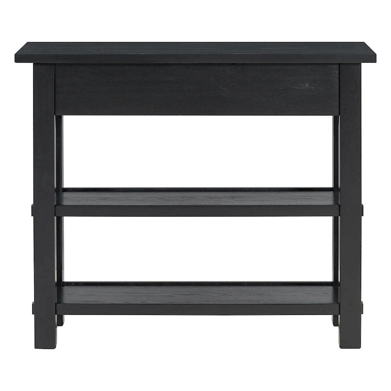 Table console 36 po en bois massif style rustique avec tiroirs et 2 étagères