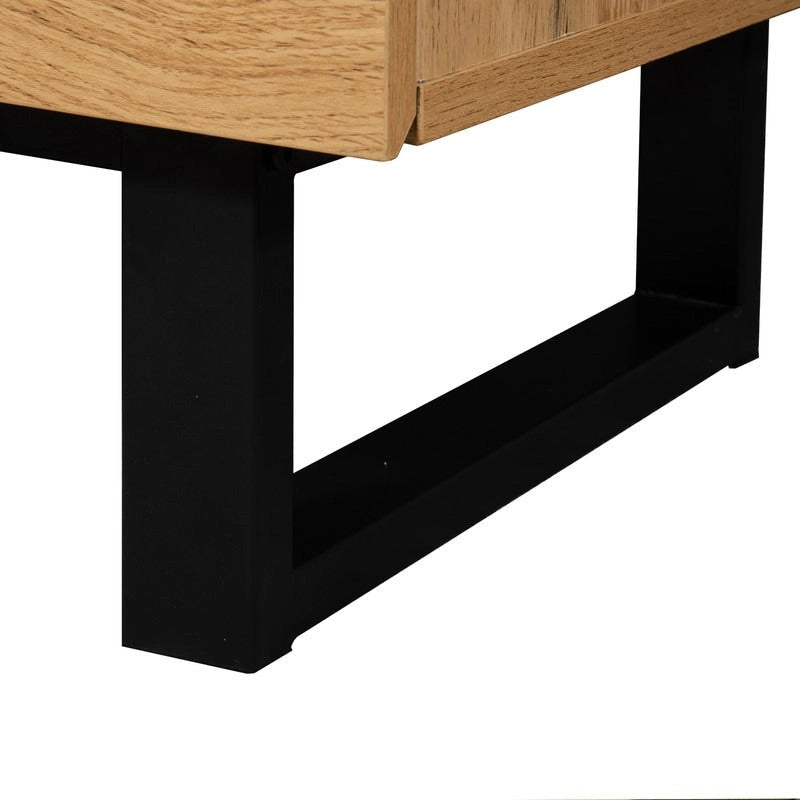 Meuble TV moderne pour téléviseurs jusqu'à 80 pouces, meuble console multimédia avec double rangement et porte abattante