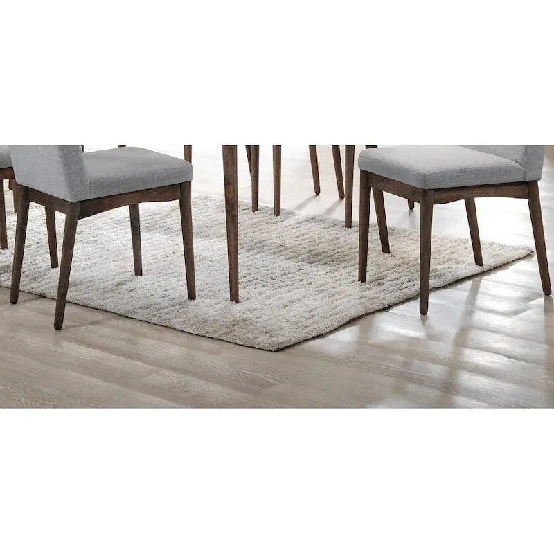 Lot de 2 chaises de salle à manger Mid-Century avec dossier en tissu, assise rembourrée en mousse et pieds en bois massif pour cuisine et salle à manger