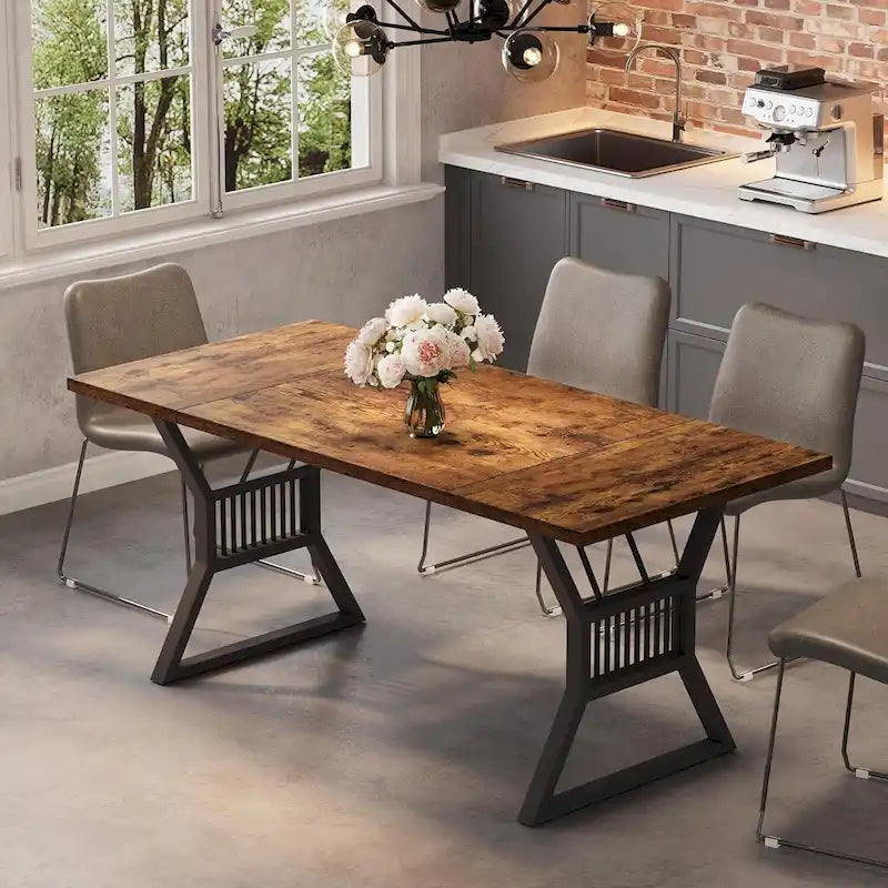Table de cuisine et salle à manger en métal pour 4-6 personnes - N/A