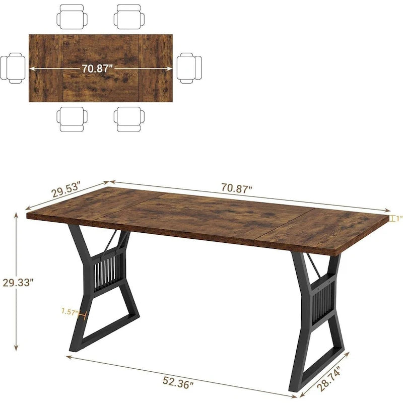 Table de cuisine et salle à manger en métal pour 4-6 personnes - N/A
