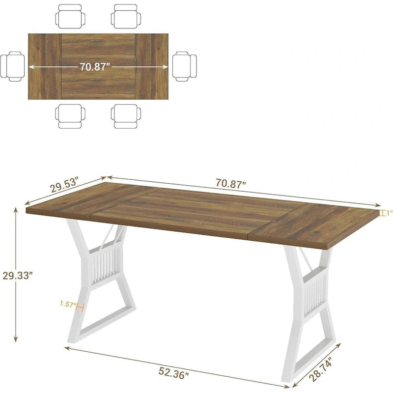 Table de cuisine et salle à manger en métal pour 4-6 personnes - N/A