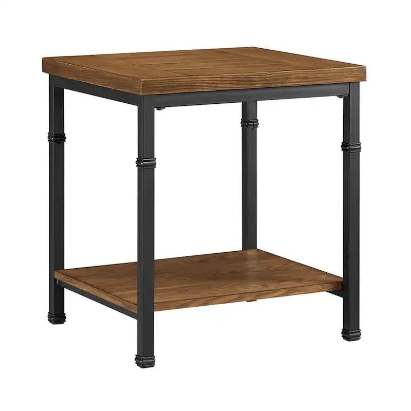 Industrial End Table with Bottom Shelf - 22 - Brown and Black