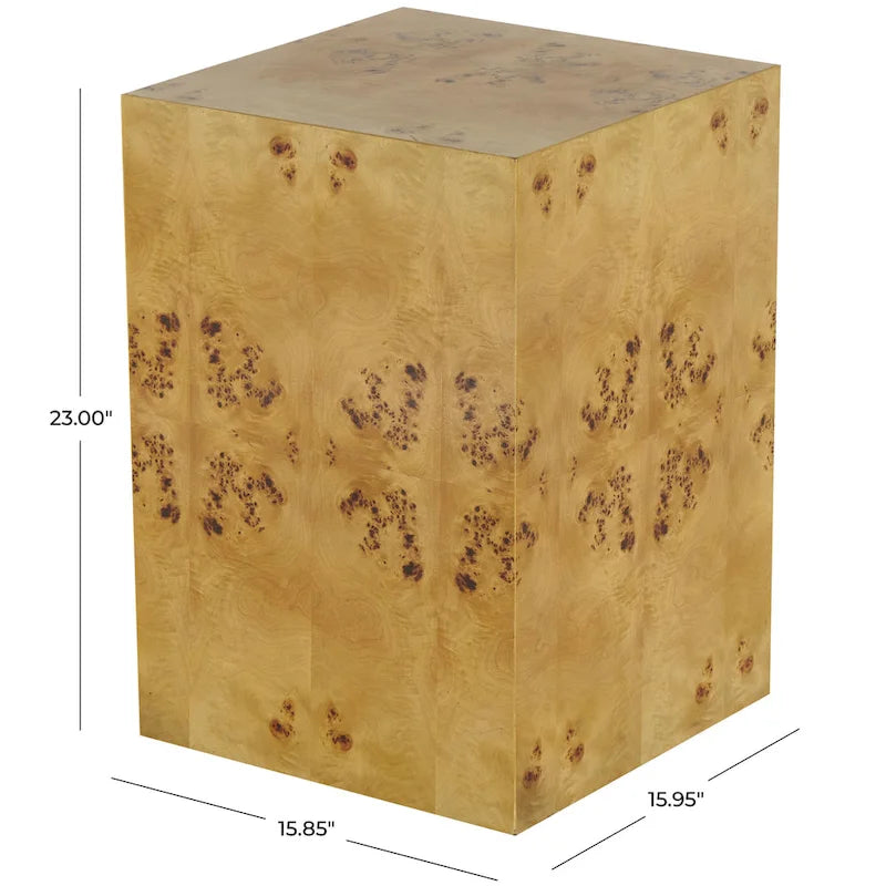 Table d'appoint carrée en bois avec motifs de grain de bois - Marron