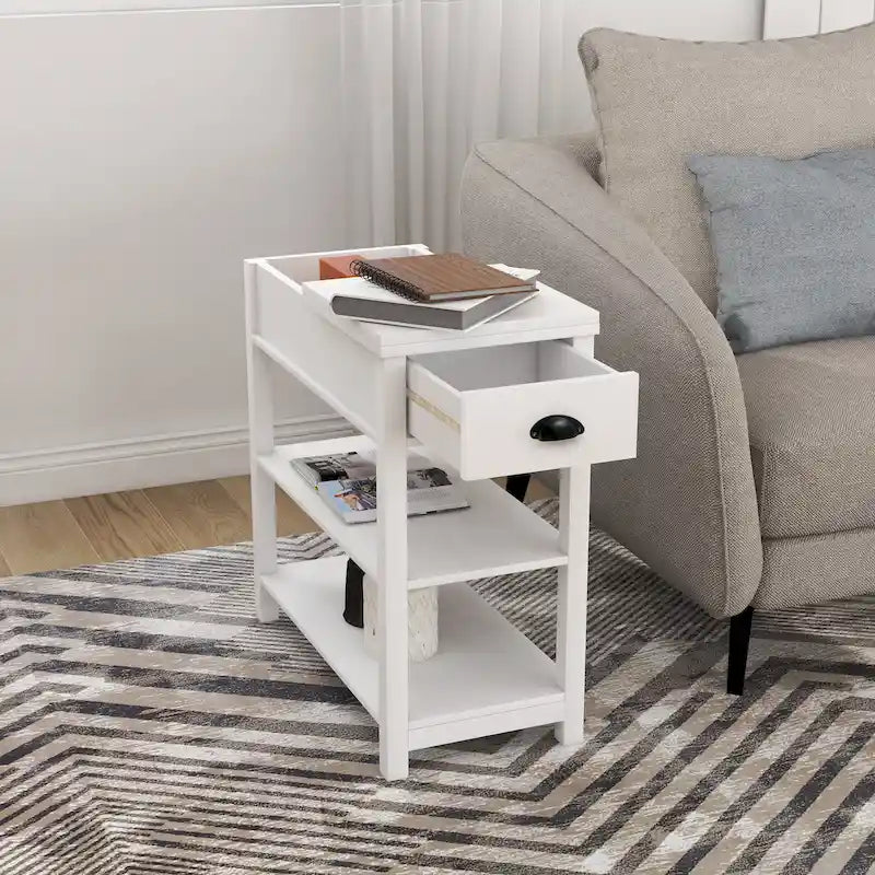 Table d'appoint étroite avec tiroirs et rangement à couvercle rabattable - 11,81 x 23,62 x 23,62