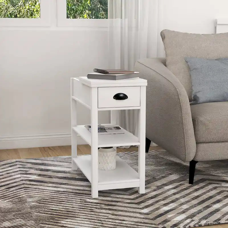 Table d'appoint étroite avec tiroirs et rangement à couvercle rabattable - 11,81 x 23,62 x 23,62