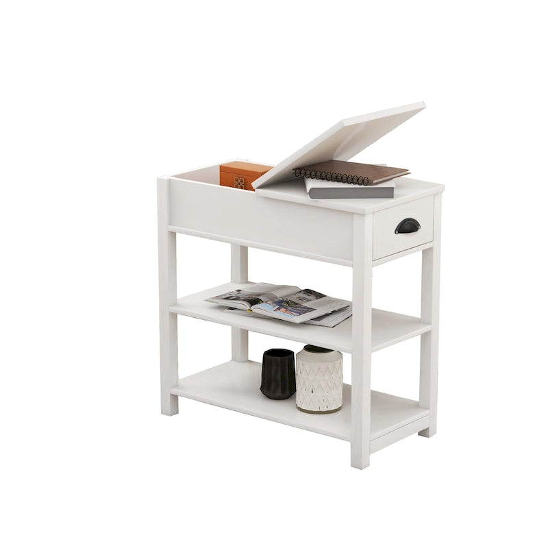 Table d'appoint étroite avec tiroirs et rangement à couvercle rabattable - 11,81 x 23,62 x 23,62