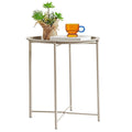 Table de service pliable ronde pour télévision, petite table d'appoint ronde en acier, aucun assemblage requis - 47 x 47 x 50 cm