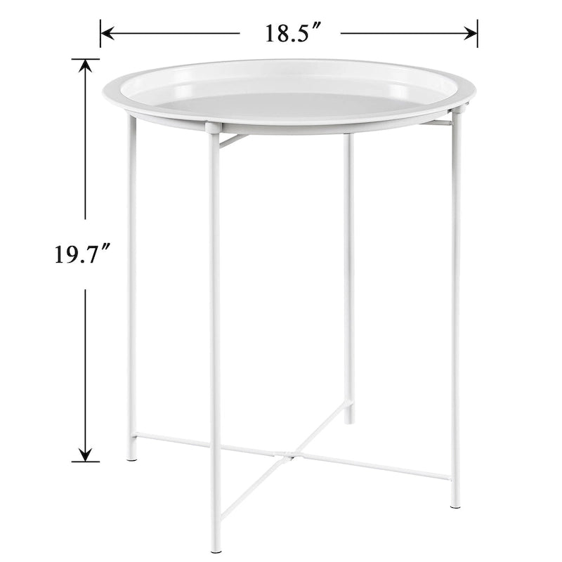 Table de service pliable ronde pour télévision, petite table d'appoint ronde en acier, aucun assemblage requis - 47 x 47 x 50 cm