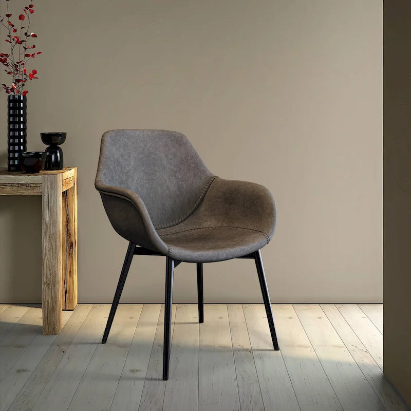 Chaise de salle à manger avec pieds en métal, lot de 2 - Vert olive - 24,5Px25,2Lx33H
