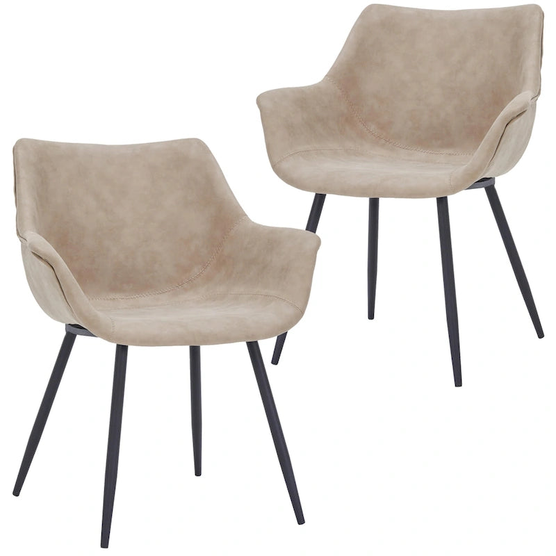 Chaise de salle à manger avec pieds en métal, lot de 2 - Vert olive - 24,5Px25,2Lx33H