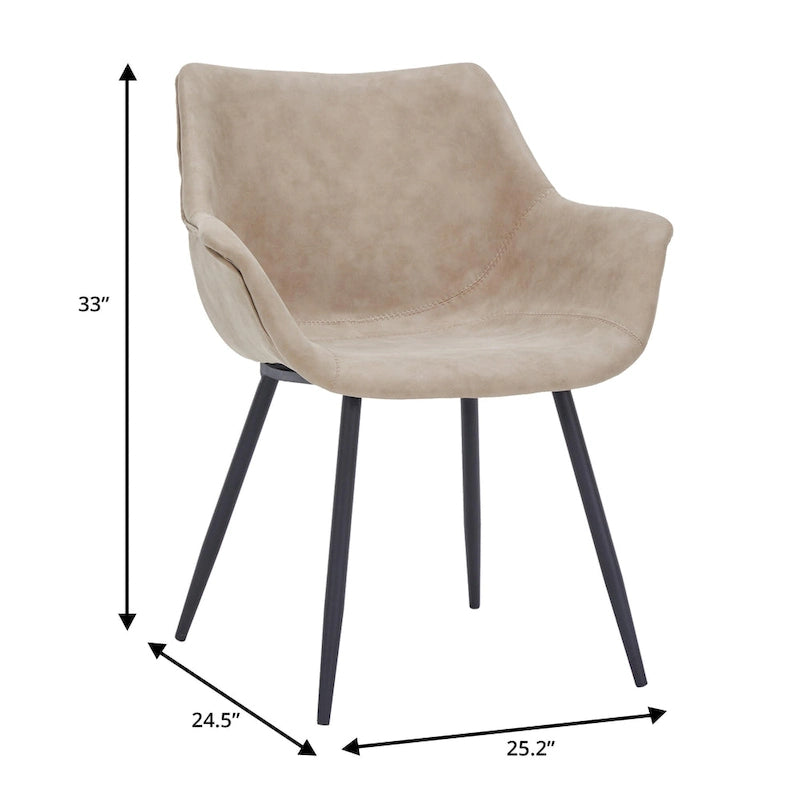 Chaise de salle à manger avec pieds en métal, lot de 2 - Vert olive - 24,5Px25,2Lx33H