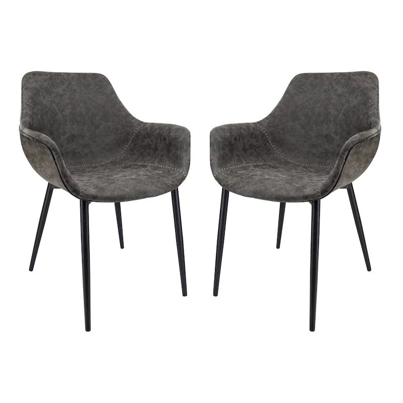 Chaise de salle à manger avec pieds en métal, lot de 2 - Vert olive - 24,5Px25,2Lx33H