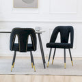 Lot de 2 chaises de salle à manger tapissées en velours avec clous décoratifs et pieds en métal