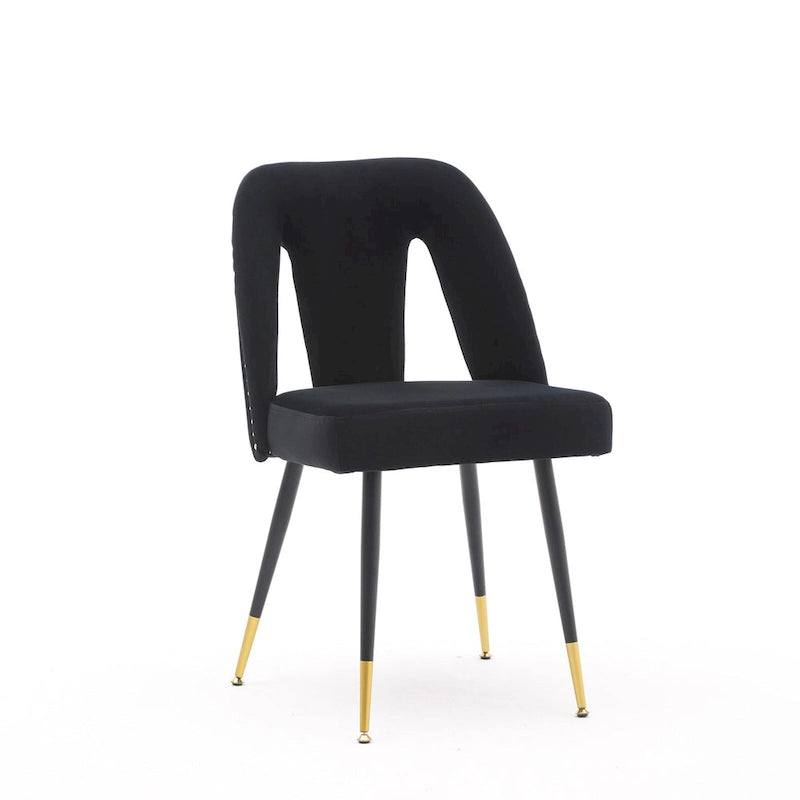 Lot de 2 chaises de salle à manger tapissées en velours avec clous décoratifs et pieds en métal