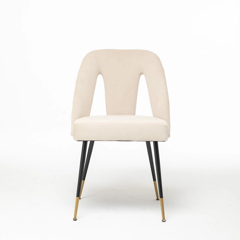 Lot de 2 chaises de salle à manger tapissées en velours avec clous décoratifs et pieds en métal