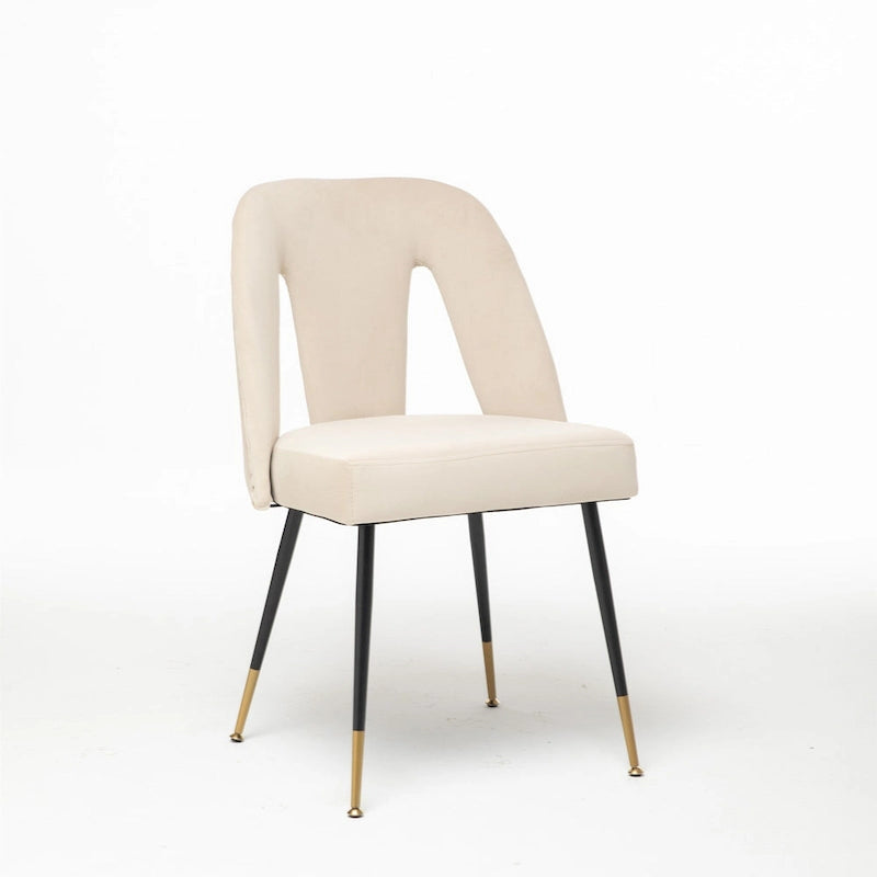 Lot de 2 chaises de salle à manger tapissées en velours avec clous décoratifs et pieds en métal