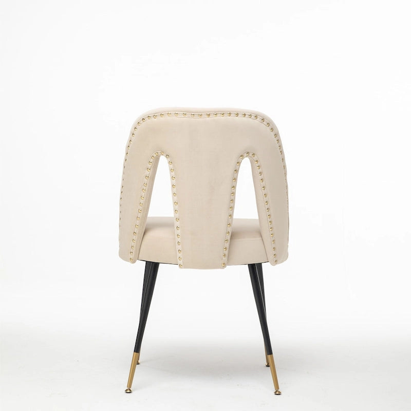 Lot de 2 chaises de salle à manger tapissées en velours avec clous décoratifs et pieds en métal