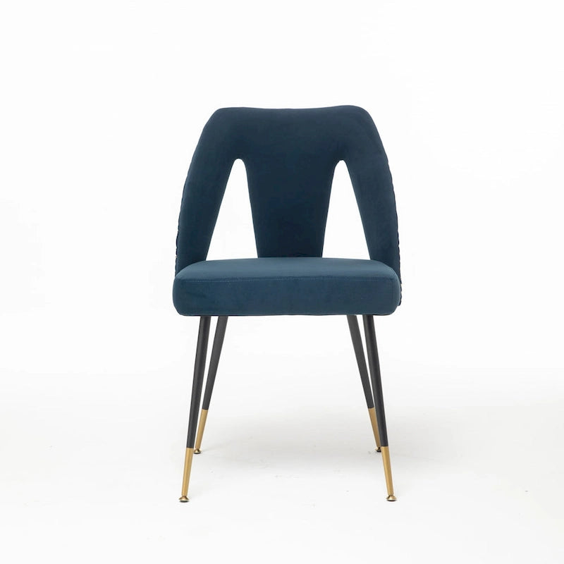 Lot de 2 chaises de salle à manger tapissées en velours avec clous décoratifs et pieds en métal