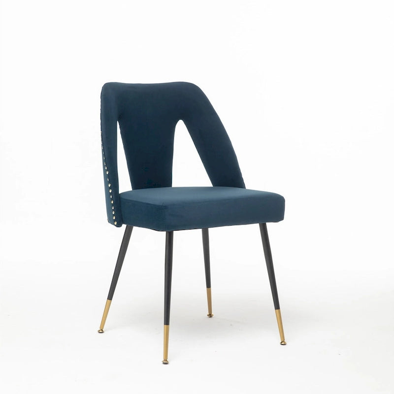 Lot de 2 chaises de salle à manger tapissées en velours avec clous décoratifs et pieds en métal