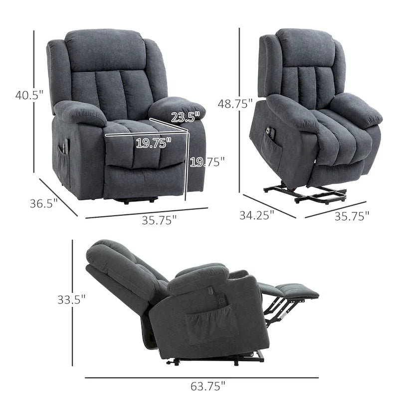 Fauteuil inclinable releveur électrique pour personnes âgées de grande taille avec massage