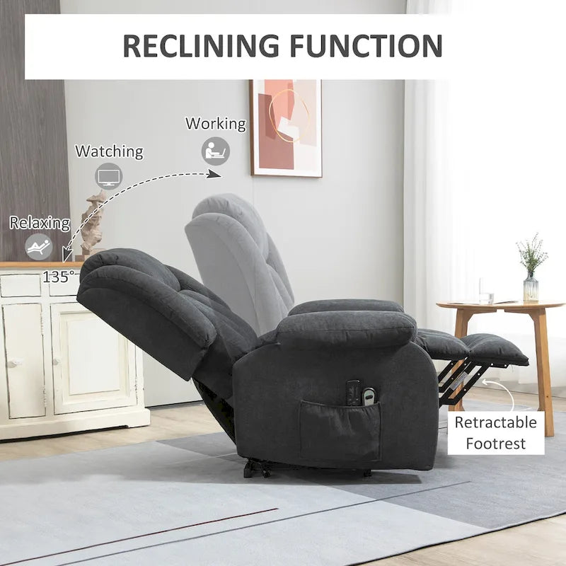 Fauteuil inclinable releveur électrique pour personnes âgées de grande taille avec massage