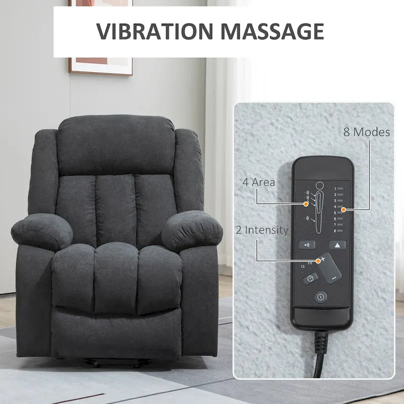 Fauteuil inclinable releveur électrique pour personnes âgées de grande taille avec massage