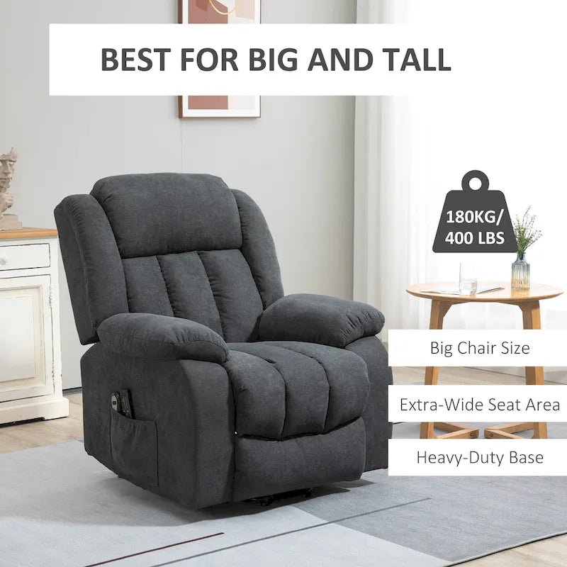Fauteuil inclinable releveur électrique pour personnes âgées de grande taille avec massage