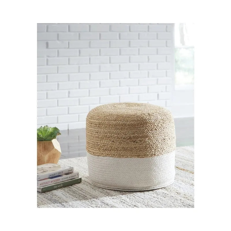 Pouf Naturel/Blanc