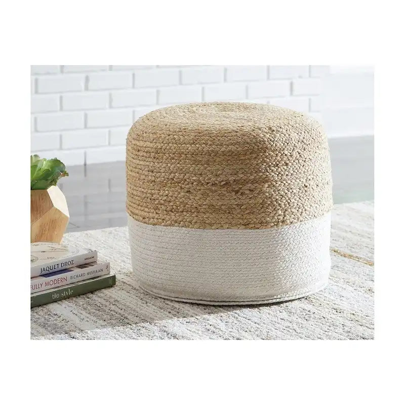 Pouf Naturel/Blanc