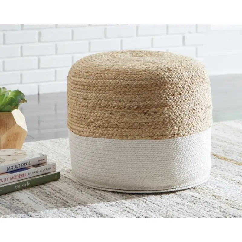 Pouf Naturel/Blanc