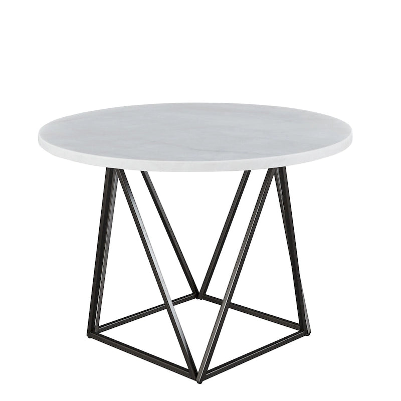 Table à manger ronde Steve Silver Ranger avec plateau en marbre blanc