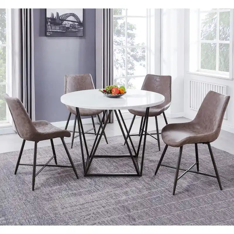 Table à manger ronde Steve Silver Ranger avec plateau en marbre blanc