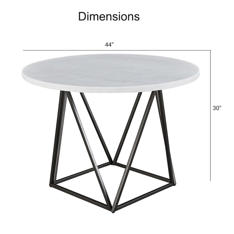 Table à manger ronde Steve Silver Ranger avec plateau en marbre blanc