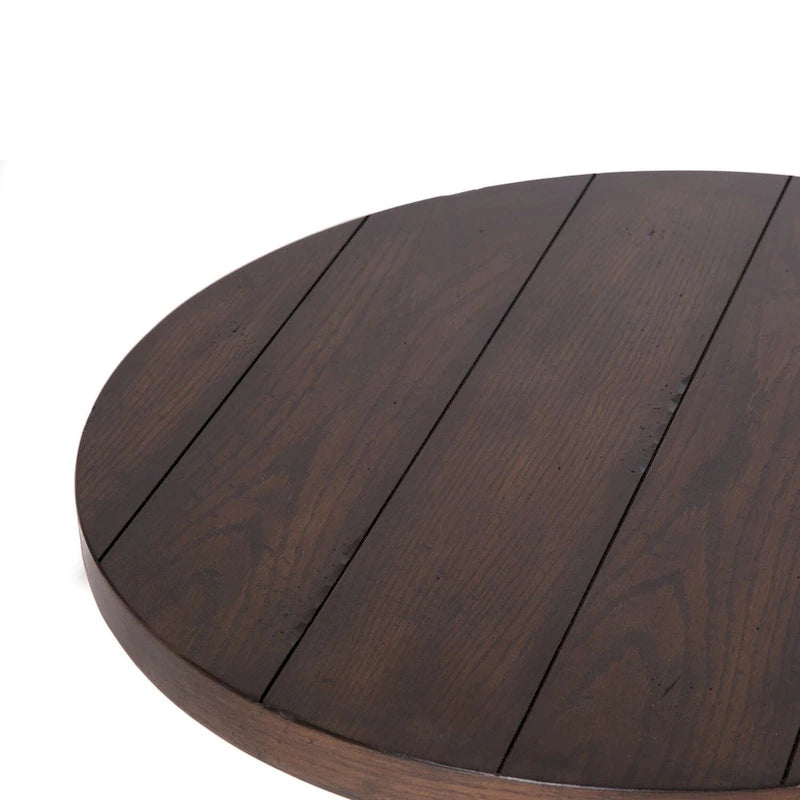 Table d'appoint Kona Brown à plateau rond et épais en chêne latté