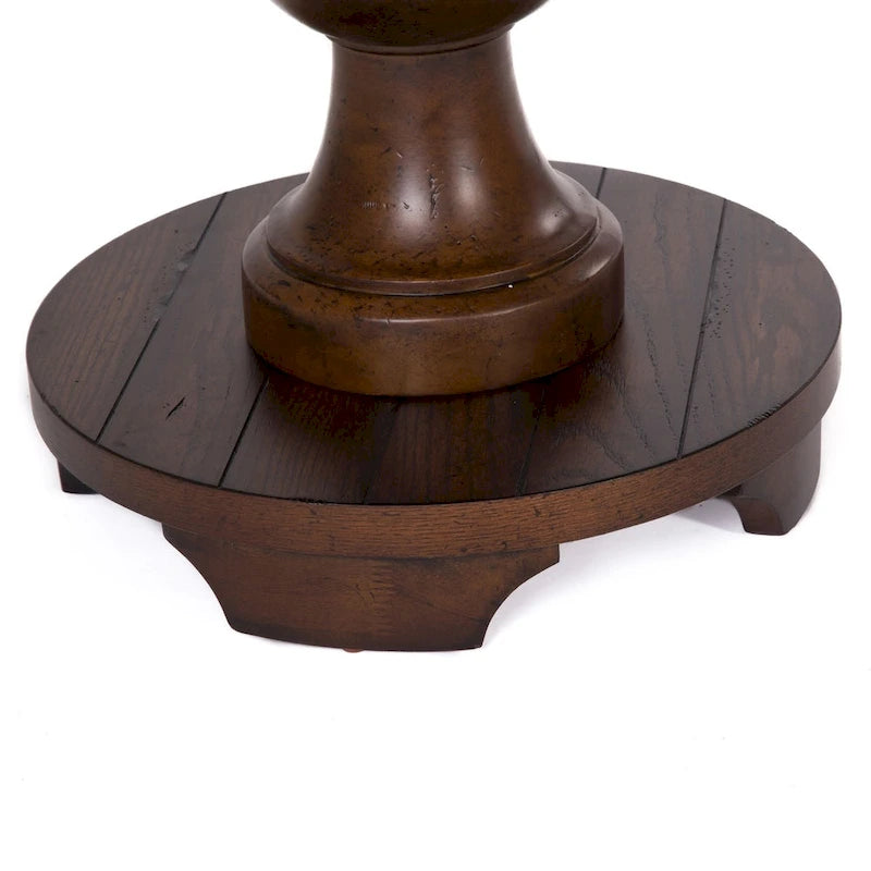 Table d'appoint Kona Brown à plateau rond et épais en chêne latté