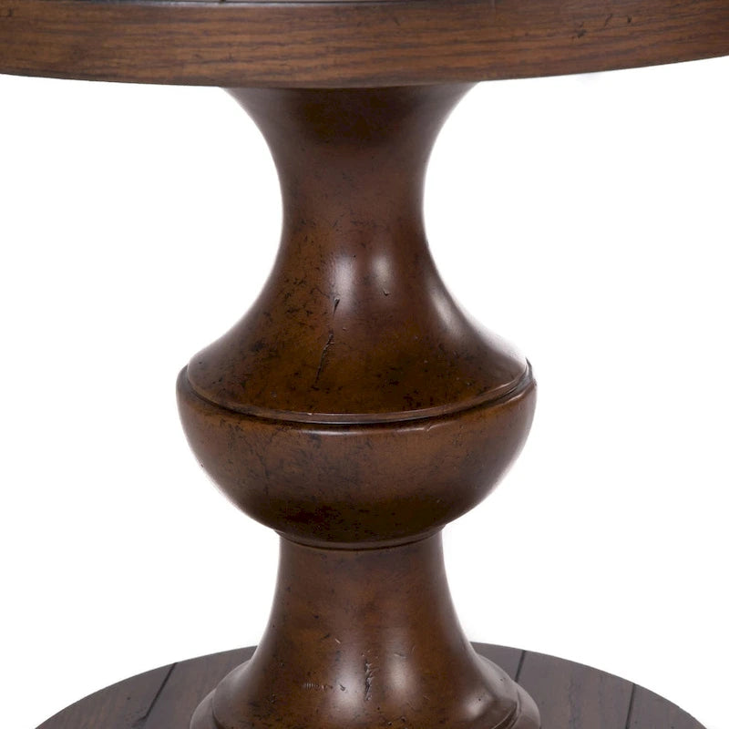 Table d'appoint Kona Brown à plateau rond et épais en chêne latté