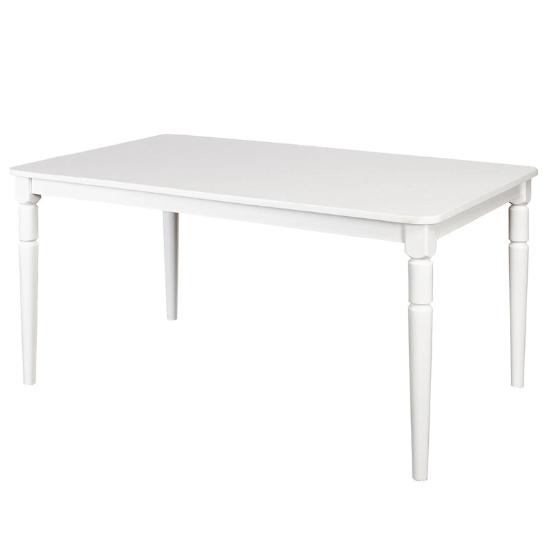Table de salle à manger en MDF et bois d'hévéa de style campagnard avec pieds tournés et coins arrondis