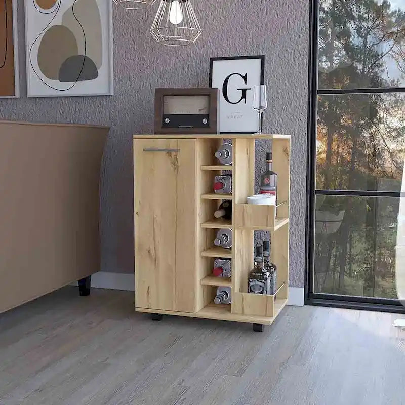 Chariot de bar, une armoire avec séparation, noir - S.O.