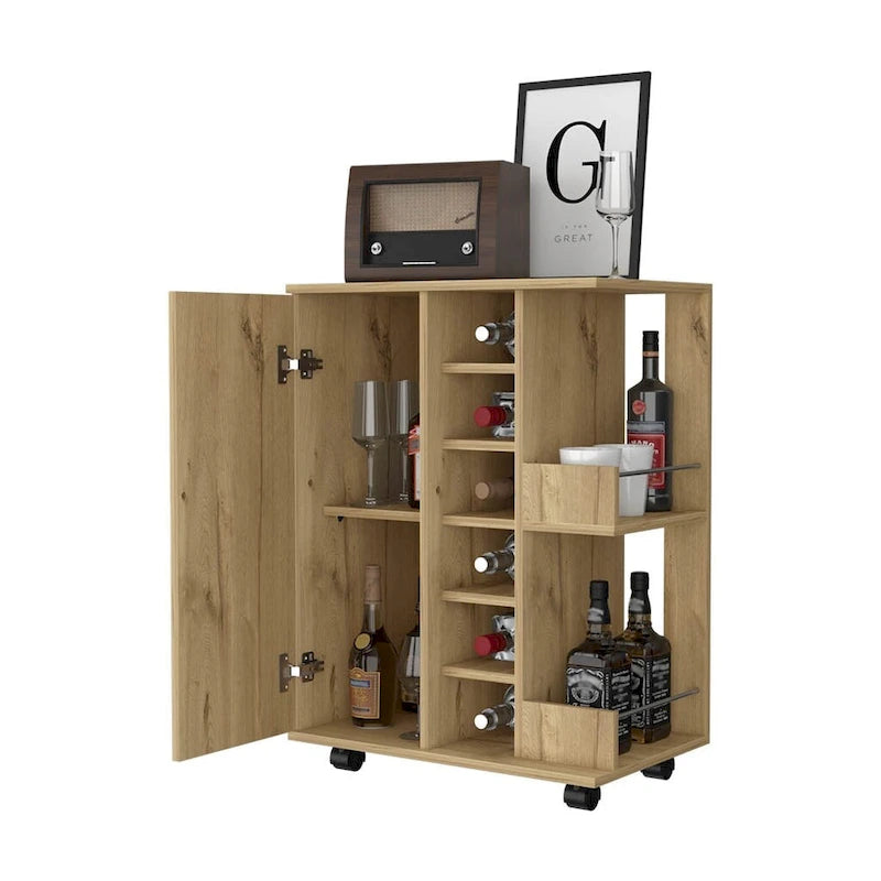 Chariot de bar, une armoire avec séparation, noir - S.O.