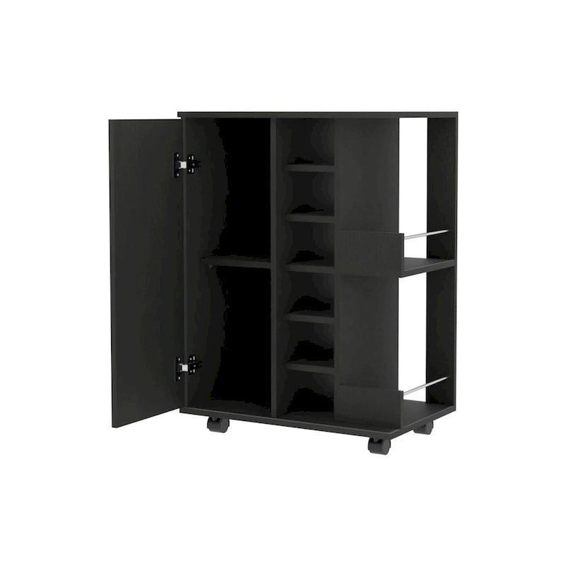 Chariot de bar, une armoire avec séparation, noir - S.O.