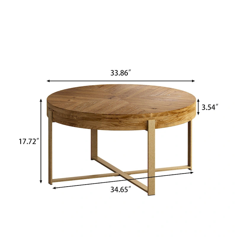 Table basse ronde moderne rétro à empiècements