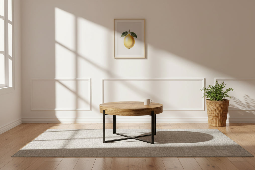 Table basse ronde moderne rétro à empiècements