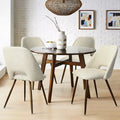 Chaise de salle à manger moderne capitonnée à découpe, pieds en noyer (lot de 4)