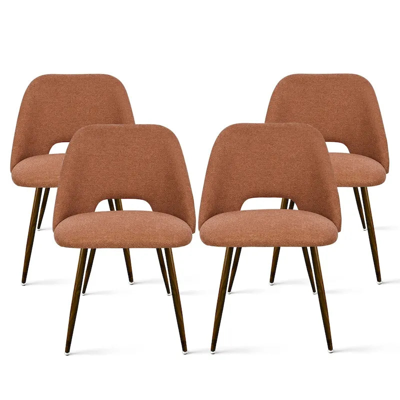 Chaise de salle à manger moderne capitonnée à découpe, pieds en noyer (lot de 4)