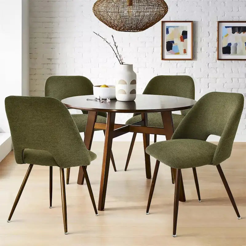 Chaise de salle à manger moderne capitonnée à découpe, pieds en noyer (lot de 4)